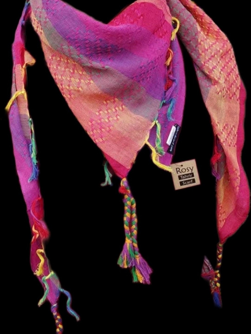 Rosy Rainbow Keffiyeh Tahrir Scarf 40" by 40"